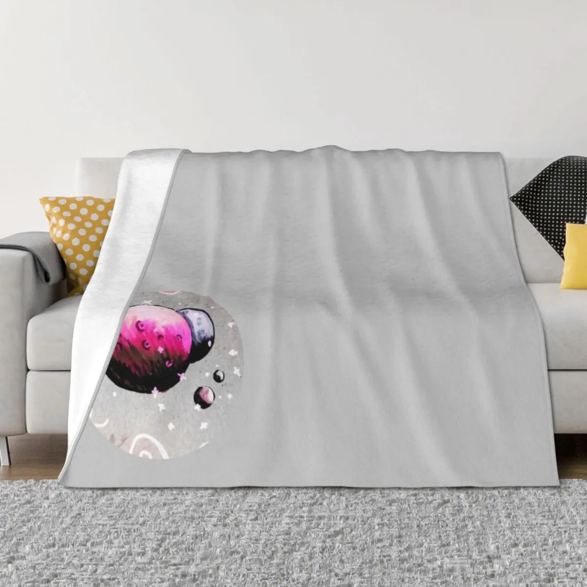 

Pink Planets Throw Blanket For Sofa Thin Retros Extra Large Throw blankets and throws Blankets