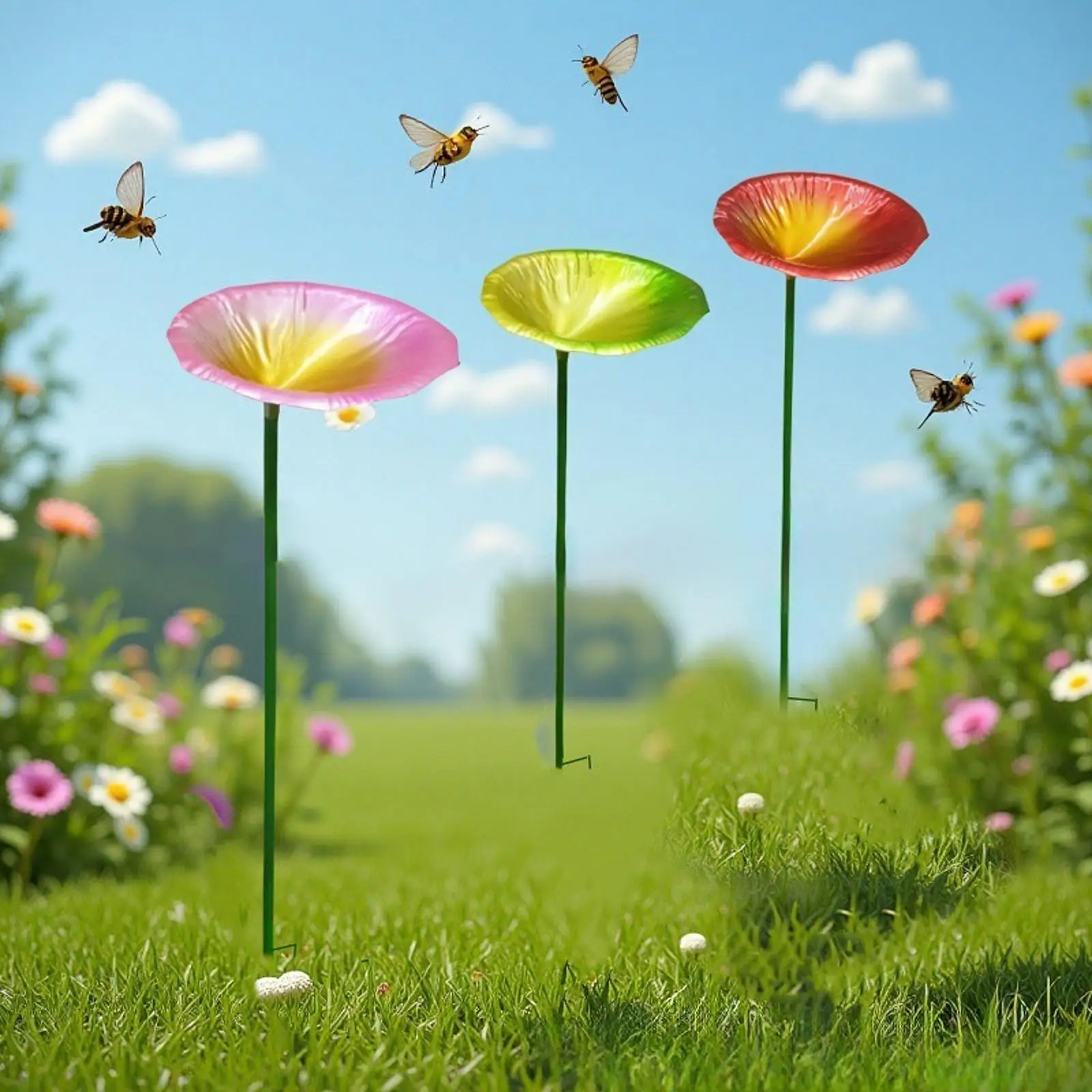 

Bird Feeder Station Metal Bee Cup Weatherproof Ornament Iron Easy to Use Bee