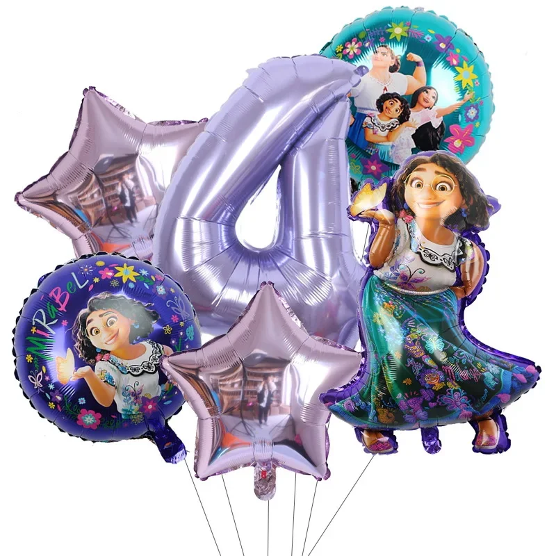 Disney Encanto Birthday Party Decoration Purple Blue Mirabel Princess Tableware Balloon Supplies Baby Shower Charm for Kids Gift