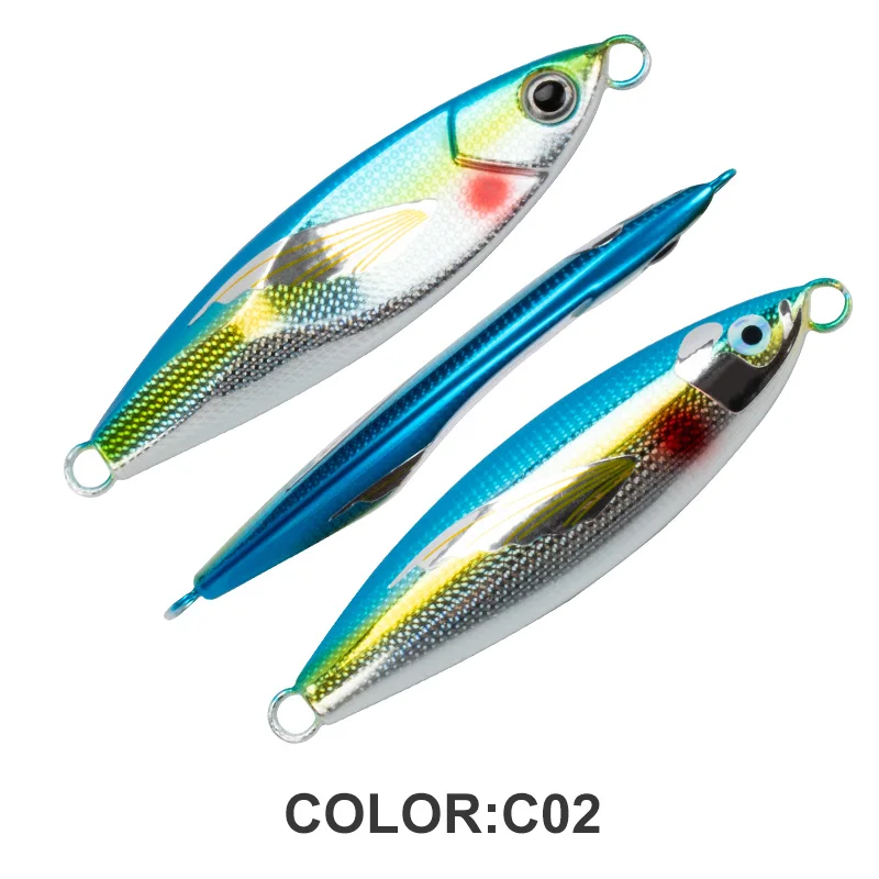 TEASER J114 60g 80g 130g 150g Metall Jig Köder Flache Form Salzwasser Langsam Sinkende Trolling Köder UV leuchtende Angeln Jigging Köder – Detail 15