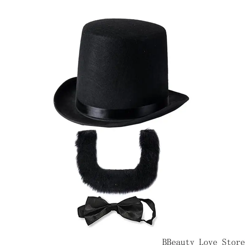 

Abrahams Lincolns Costume Accessories Beard Mustache Top Hat Necktie Presidents Day Costume Halloween Cosplay Costumes