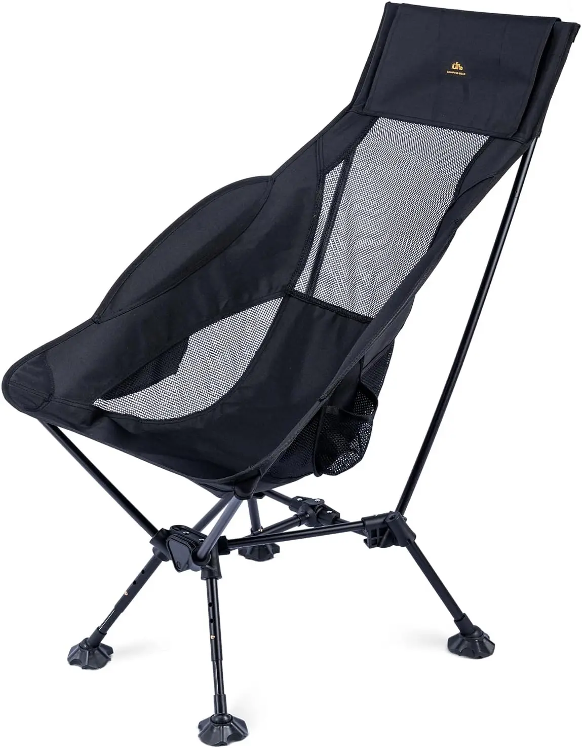 Ultralight Compact Camping Folding Beach Chair with Anti-Sinking Large Feet (Black - Triangular Frame High Back - 2PC)