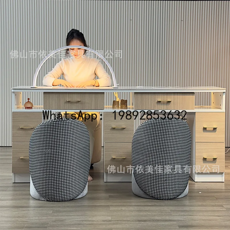 

X-21 solid wood paint manicure table and chair set simple manicure shop table double manicure table