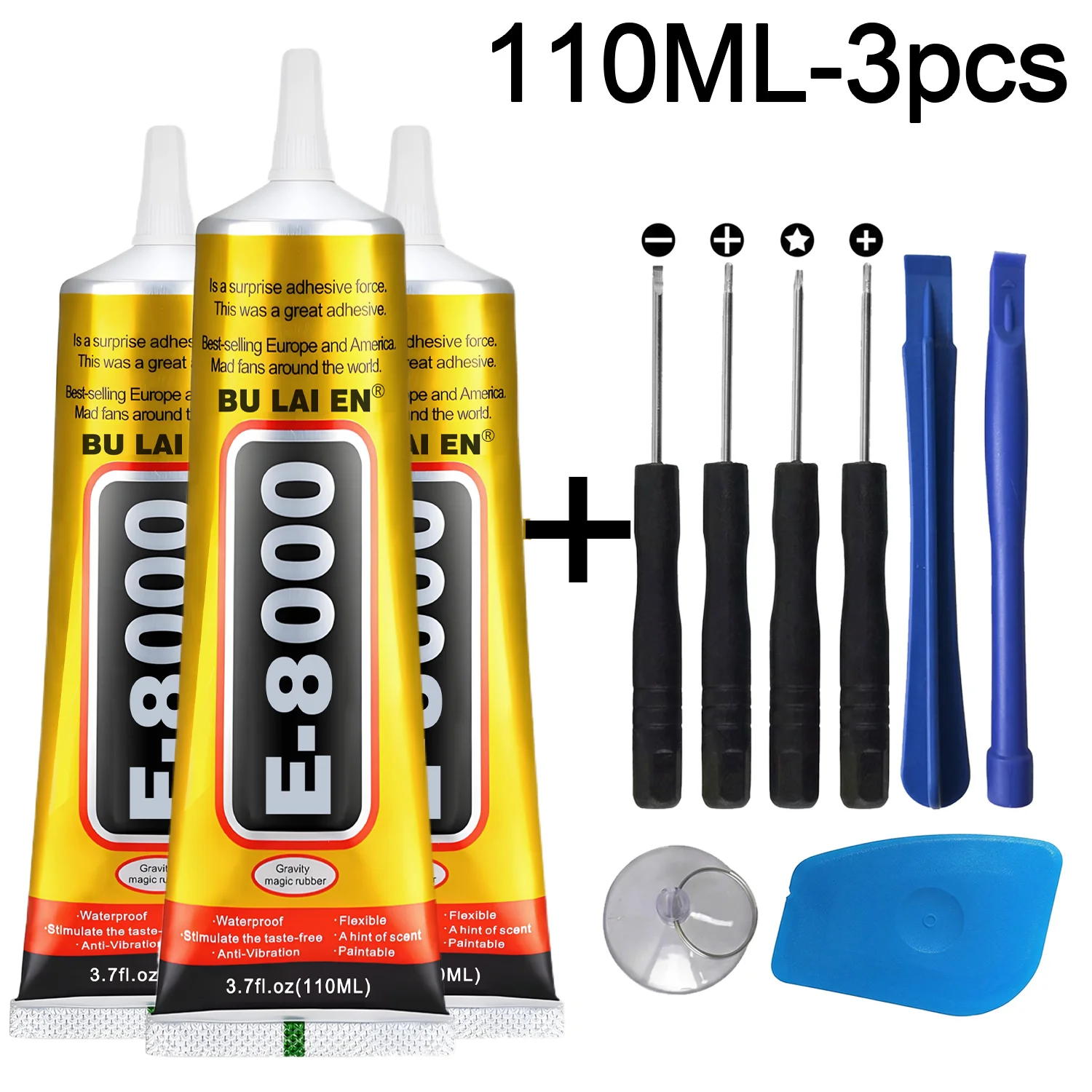8-in-1 reparatiegereedschap voor mobiele telefoons Demontage reparatieset voor Android iPhone Schroevendraaiercombinatie Skid Multifunctionele demontageset met E-8000 mobiele telefoonscherm Hoge