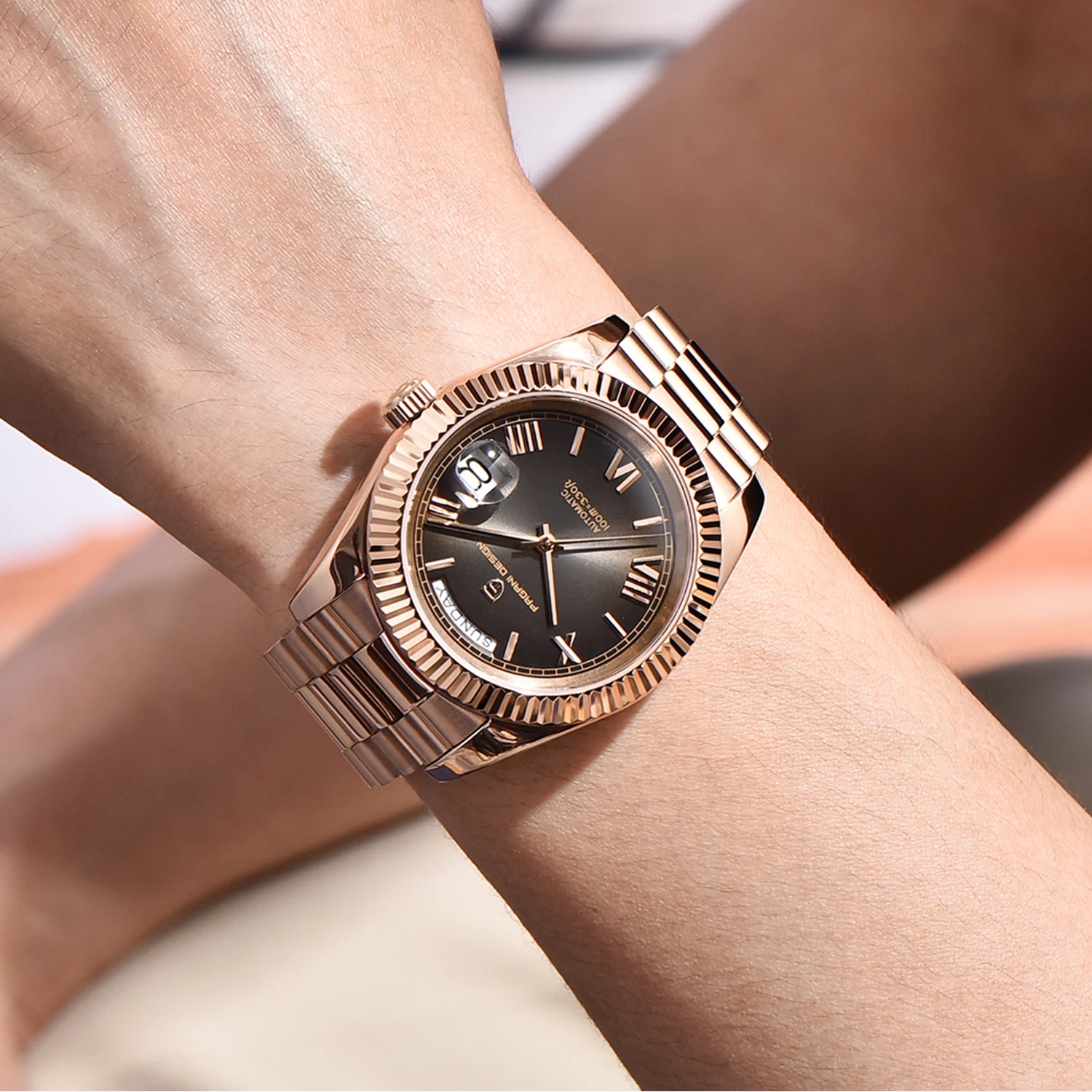 2025 جديد PAGANI تصميم DD36 رجل ساعة الذهب الوردي الفاخرة الرجال ساعات آلية الياقوت مرآة ساعة أوتوماتيكية للرجال مقاوم للماء #2