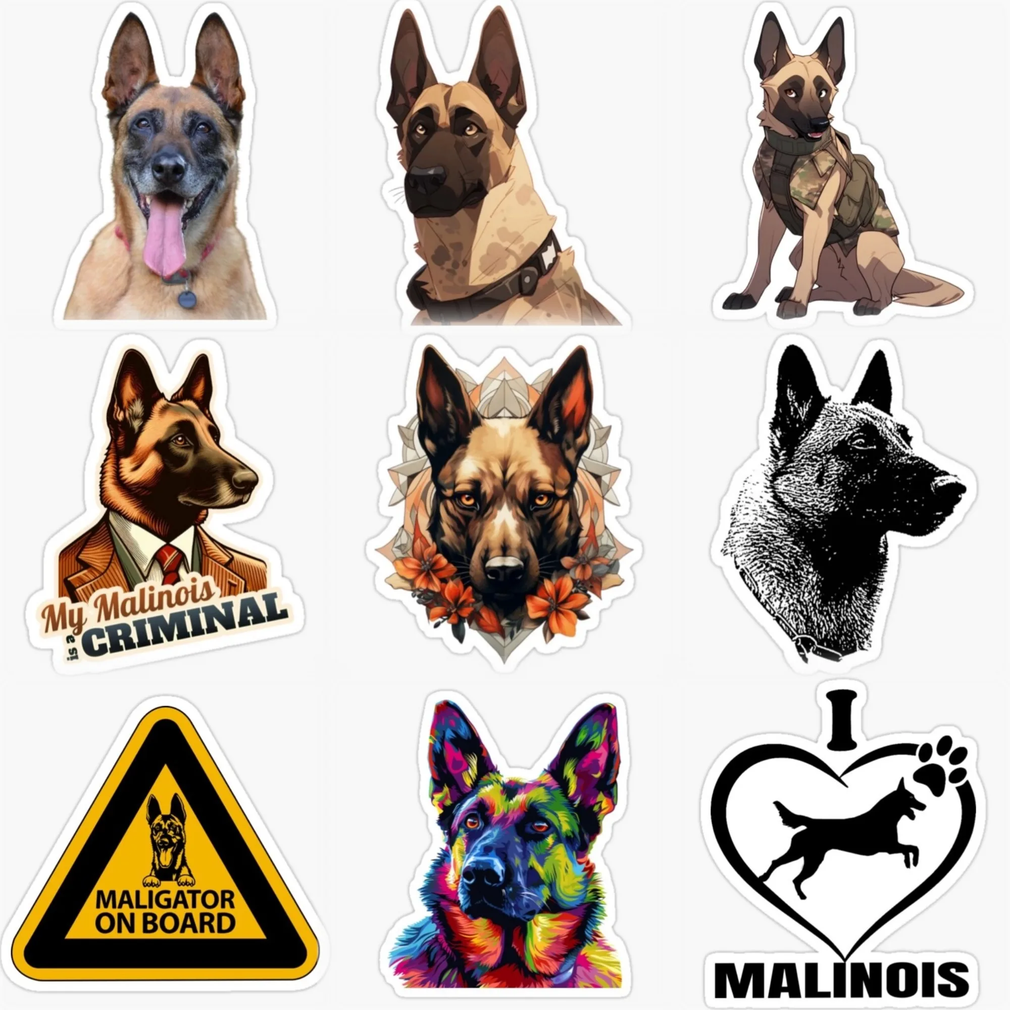 

Belgian Malinois Cute Pet Creative PVC Sticker for Decorate Car Van Off-road Truck Helmet Window Fridge Wall Decal Accessories