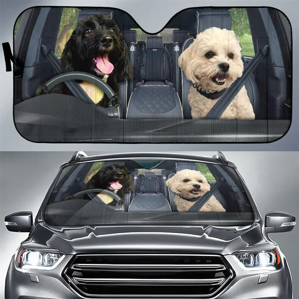 Lovely 3D Dog Design Sunshade for Car Windshield Heat Reflector Car Sun Shade Windshield UV Sun Windshield Sunshade