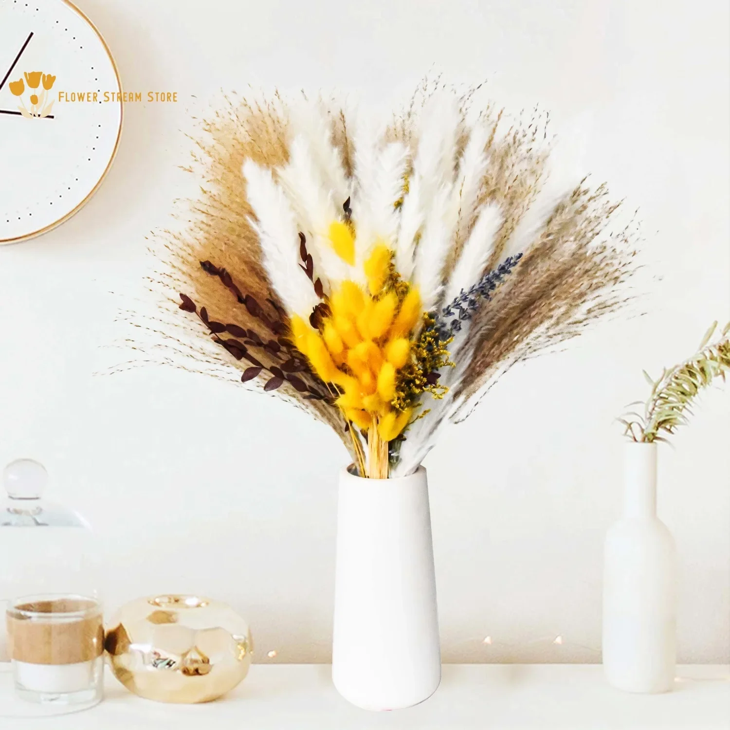 

Natural Dried Flowers Bouquet Home Decor Fluffy Pampas Reed Rabbit Tails Grass Wedding Floral Arrangement Boho Home Decoration