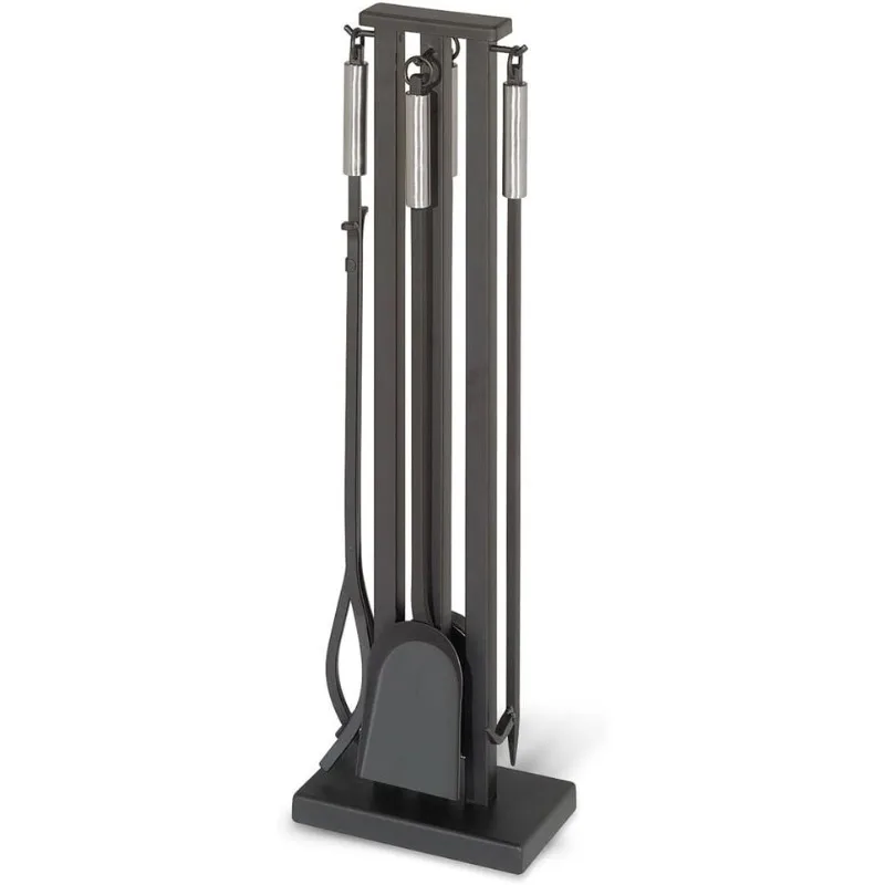 

Contemporary Fireplace Tool Set, 32" H, 22 Lb, Matte Black with Brushed Steel Handles