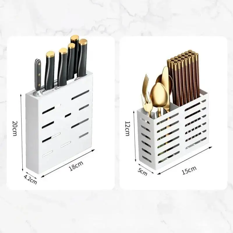 

Kitchen Chopsticks Holder Multifunctional Hanging Utensil Drying Rack Hooks No Drilling Wall Mounted Spoon Fork Holders