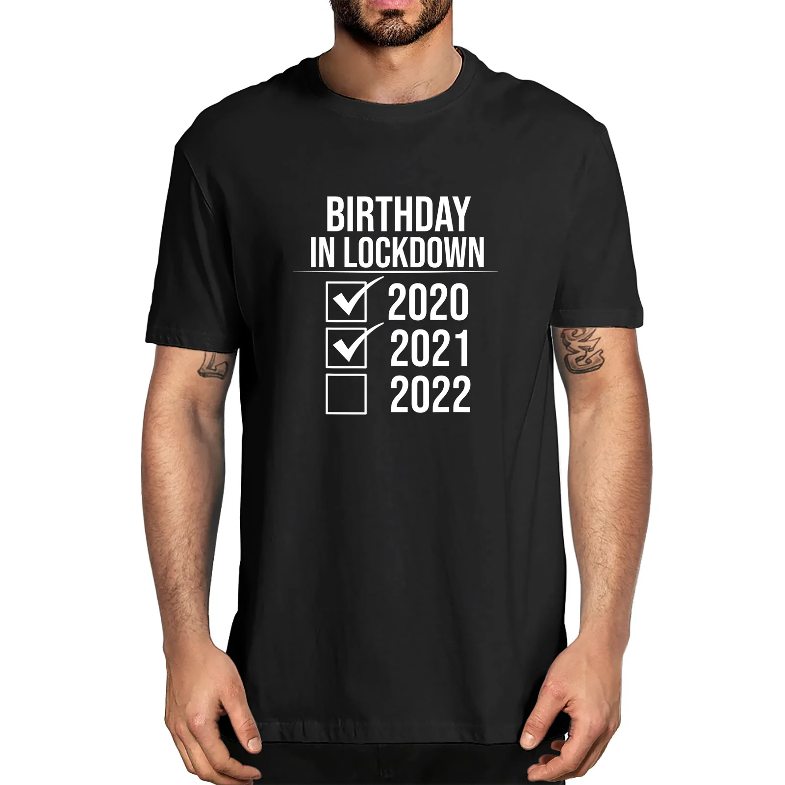 Unisex Birthday In Lockdown 2020 2021 2022 Birthday Quarantined Vintage Men's 100% Cotton Funny Short Sleeve T-Shirt Streetwear