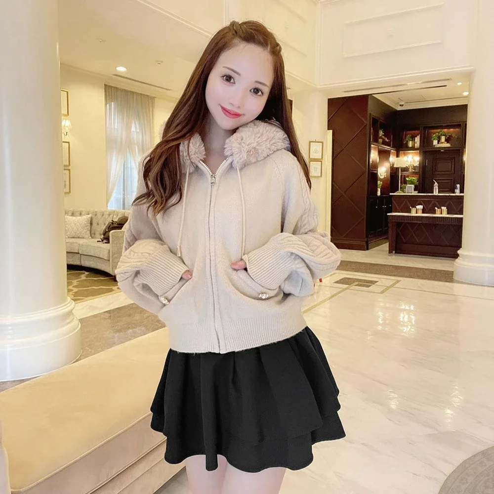 Japanese Style Mini Skirts for Women Mine Mass-Produced Sweet Black Skirt Culottes Autumn Summer Ruffled Pleated Short Skirt