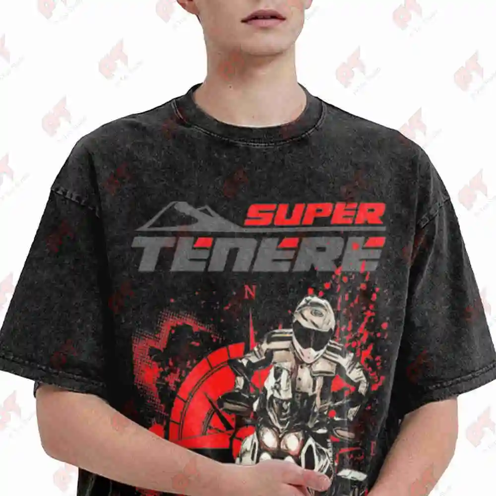 Super Tenere 1200 XT Motorcycle Vintage Washed Tee Pure Cotton T-Shirt