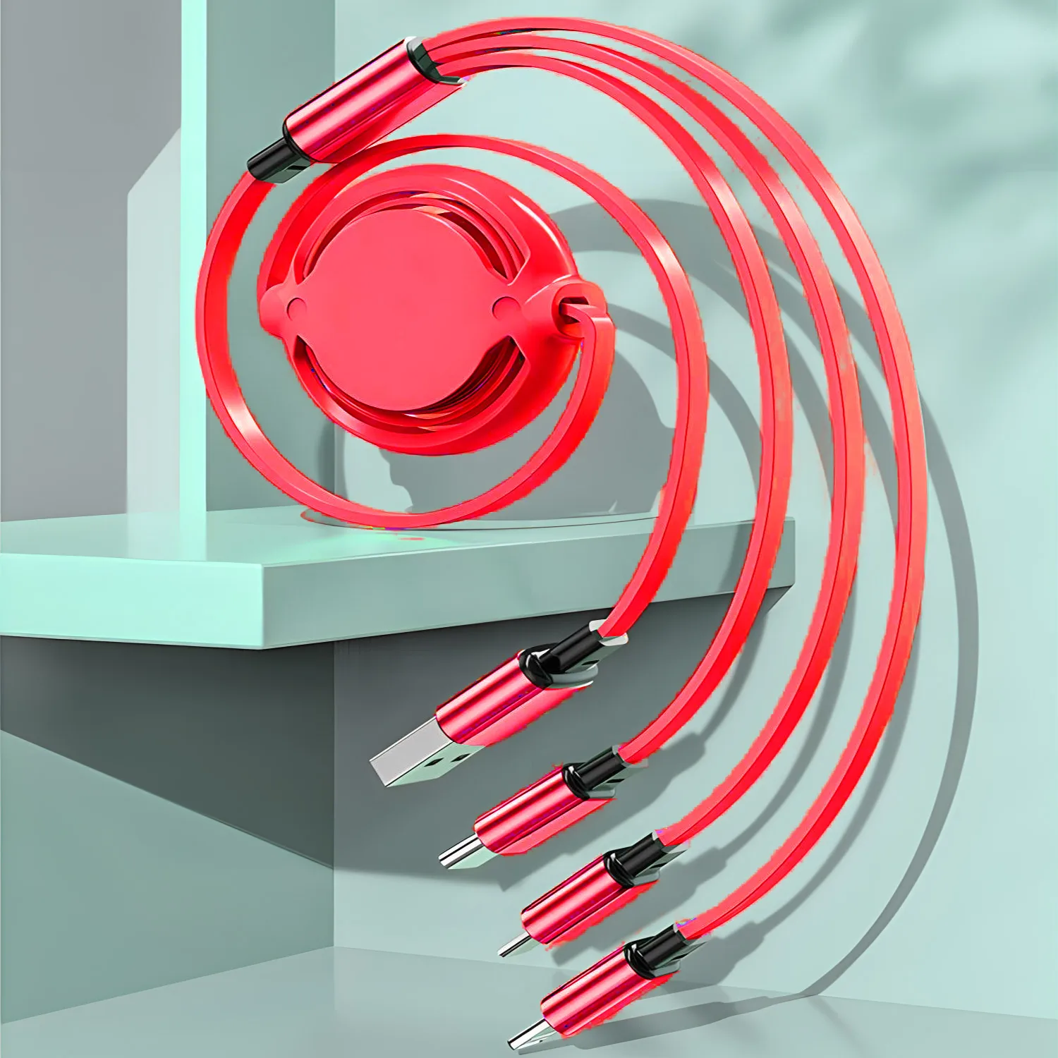 Retractable 100W 3 in 1 Fast USB Cable for Huawei/Honor Portable 3 in 1 Micro USB Type C Charger Cable For iPhone Samsung