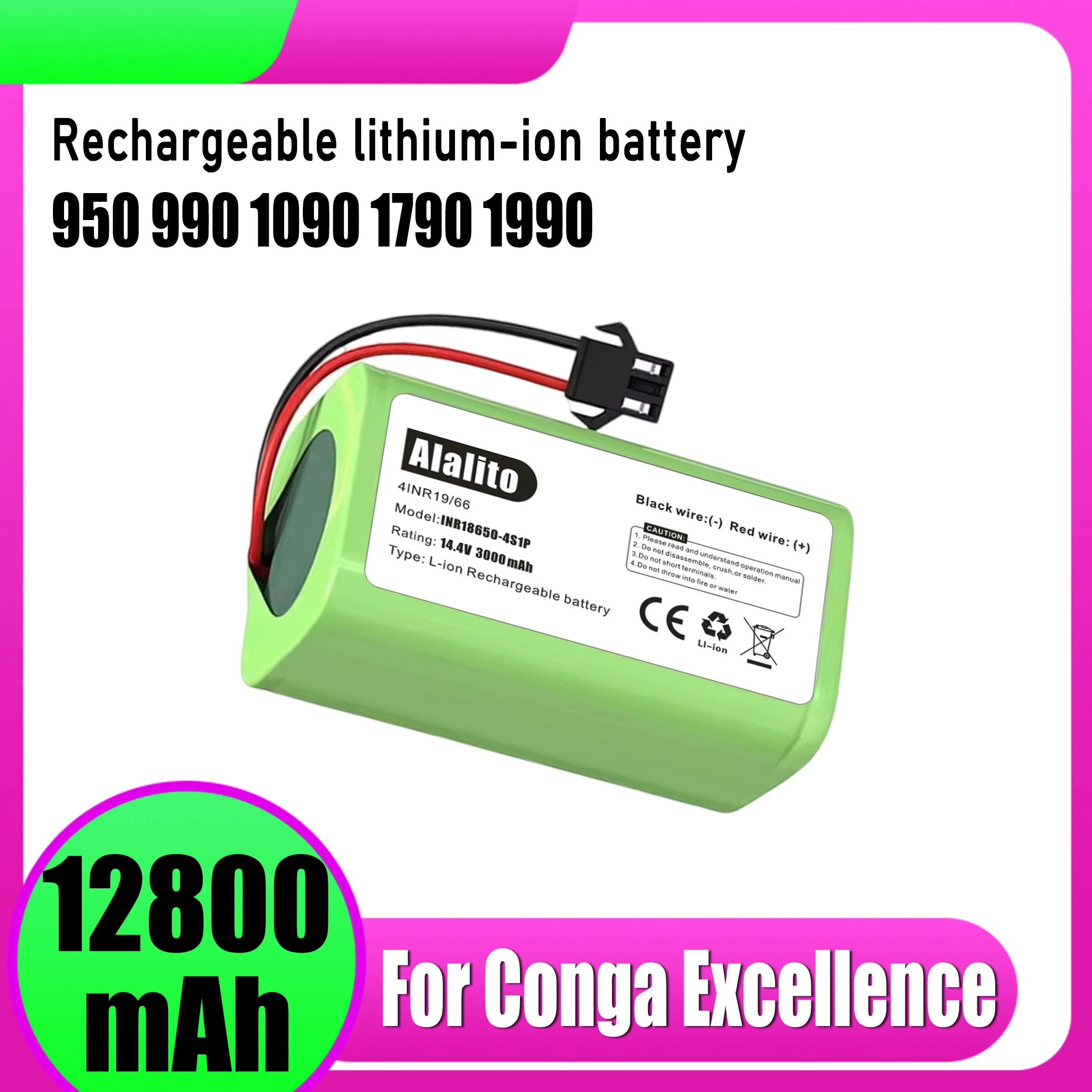 14.4V high-quality lithium-ion battery, for Conga Excellence、Eufy Robovac、Deebot N79、Shark ion Rv750、Goovi、Amarey、Coredy