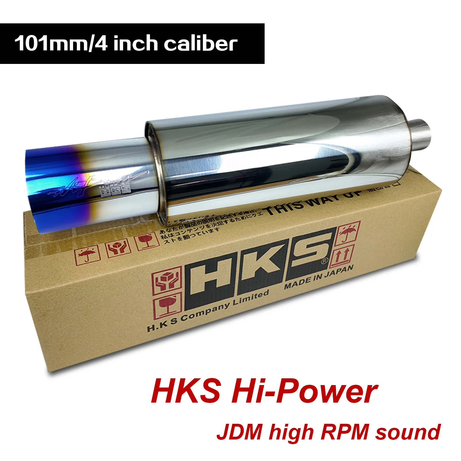 

HKS Outlet 101mm/4inch Muffler Tail Car Modified Cannon Straight Pipe Tail Tip Deep High RPM Exhaust Sound Muffler JDM Style