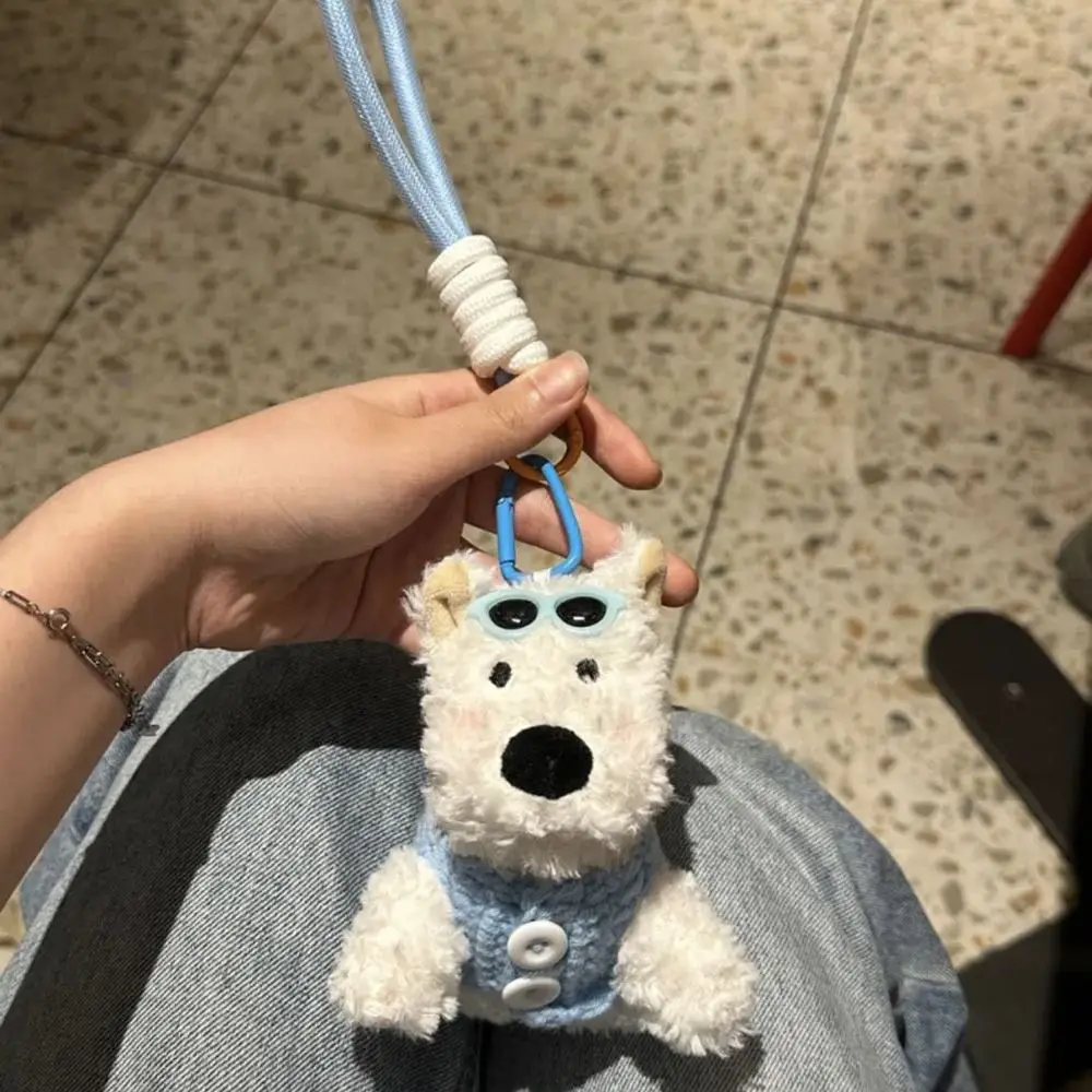 Cute Cartoon West Highland Dog Keychain Stuffed Dolls Hanging Ornament Puppy Pendant Plush Backpack Key Chain Bag Accessories