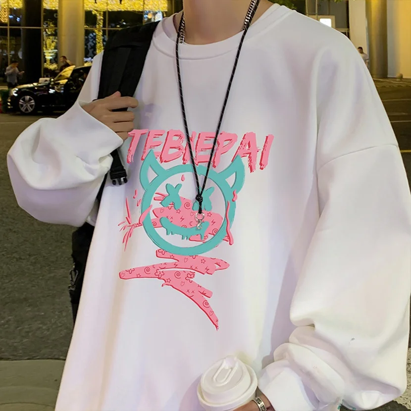 

Мужская толстовка оверсайз с принтом, круглым вырезом, в стиле стритвир, весна-осень, молодежная, повседневная, удобная, в стиле High Street.