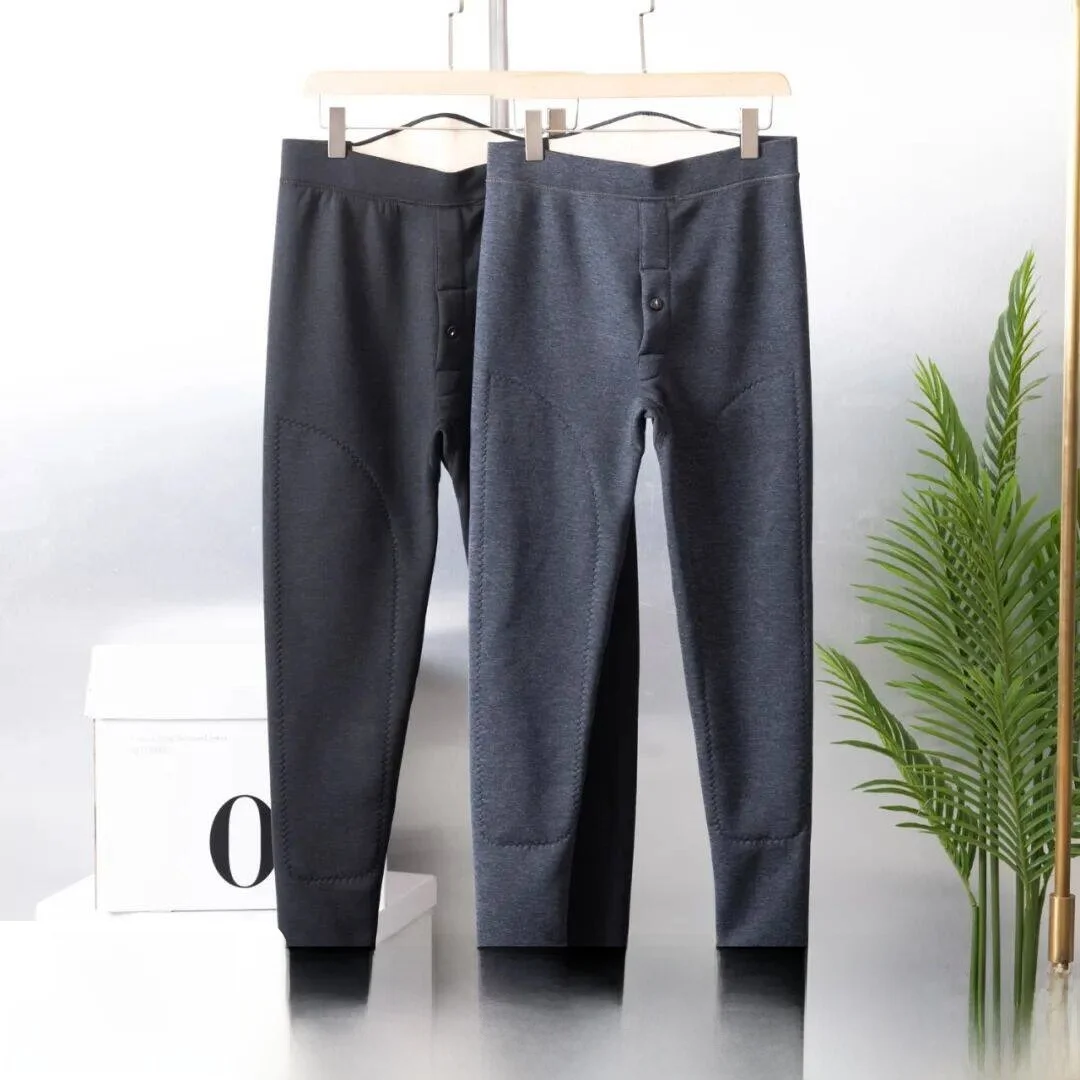 

Men's Winter Thermal Pants with Knee And Waist Protection Fleece Lined Warm Trousers Trendy Home Clothes for Men