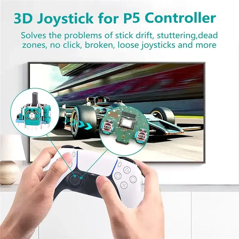Y43A 3D Analog Joystick Potentiometer with Joystick Caps for PS5 Controller Screwdriver Tool Repair Kit Thumb Joystick