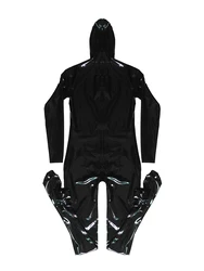 Calças justas artesanais personalizadas de látex, bodysuit Kiggrumi, catsuit com capuz e luvas, estilo de entrada facial, mais peito 3D, mãos