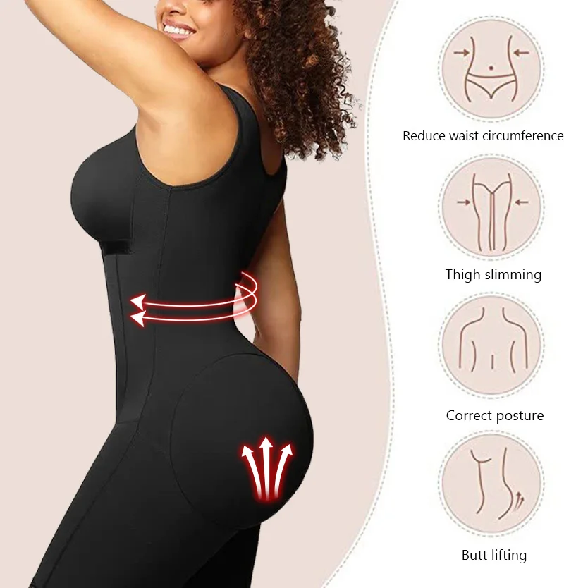 Fajas Colombians Girdles With Row Buckle and Zippe For Women Sexy Shaping Post Liposuction BBL Slimming Waist Belt Bodysuit