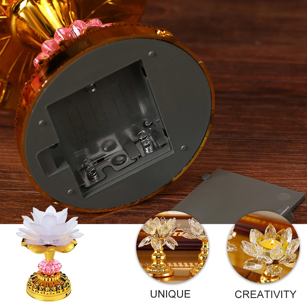 

1Pcs LED Lotus Lamp Color Changing Buddha Hall Light Ornament Home Decoration Buddhist Worship Room Light LED Lamp