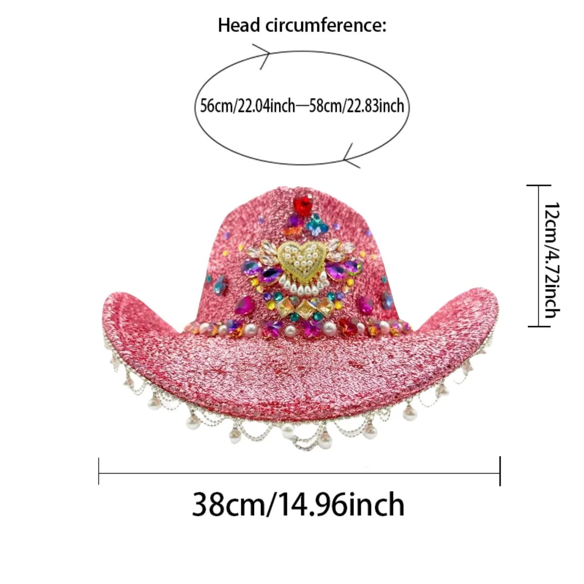 HongLuan Glitterkostuumhoed Volwassene & Cowboyhoeden Strass voor dames, Cowboy Cosplay Vrouwelijke accessoires & Cowgirl Cap