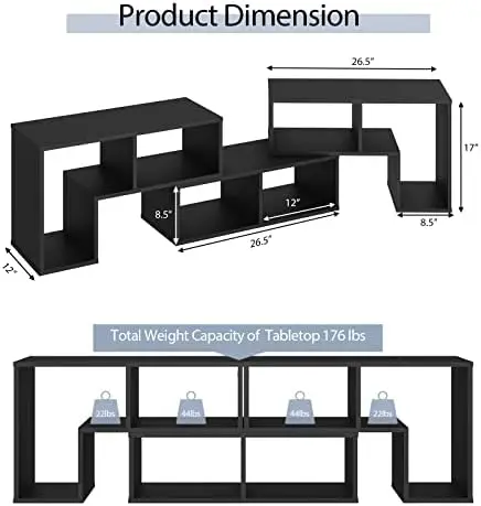 Soporte de TV para consola, centro de entretenimiento de Combinación libre para TV de 50, 55, 60 y 65 pulgadas, soporte de medios de TV moderno minimalista, bricolaje, 3 piezas