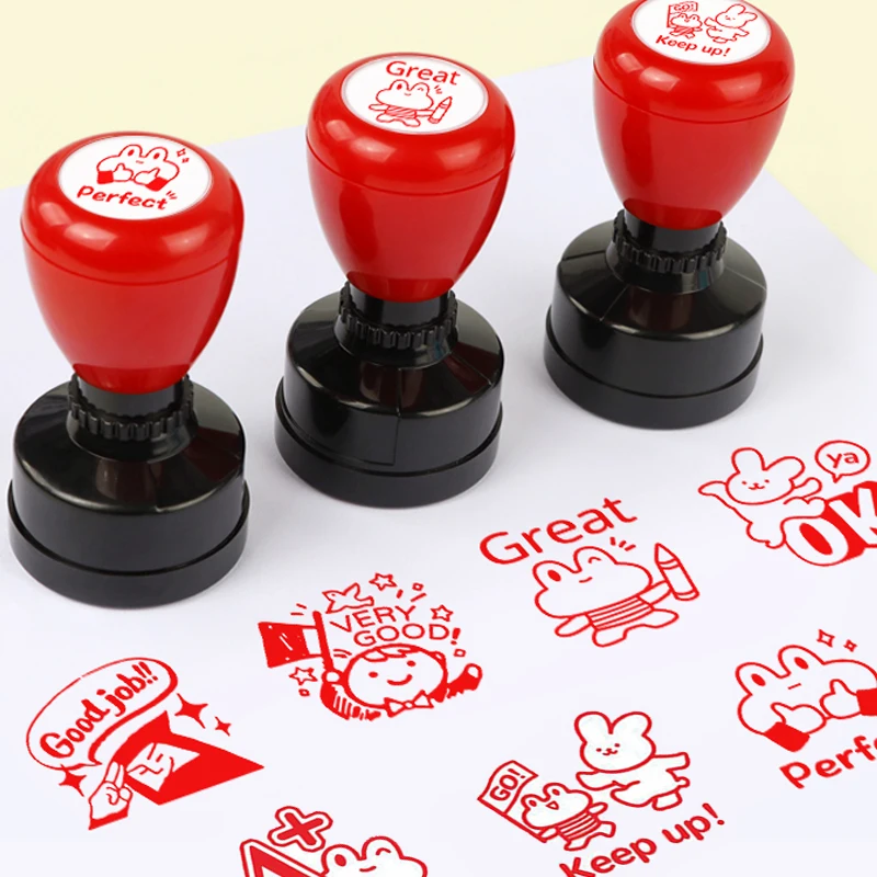 1PC Teacher Comments Encourage Stamp Award Praises Emoticons Seal Office Cultural Educational Supplies Student Rewards TMZ