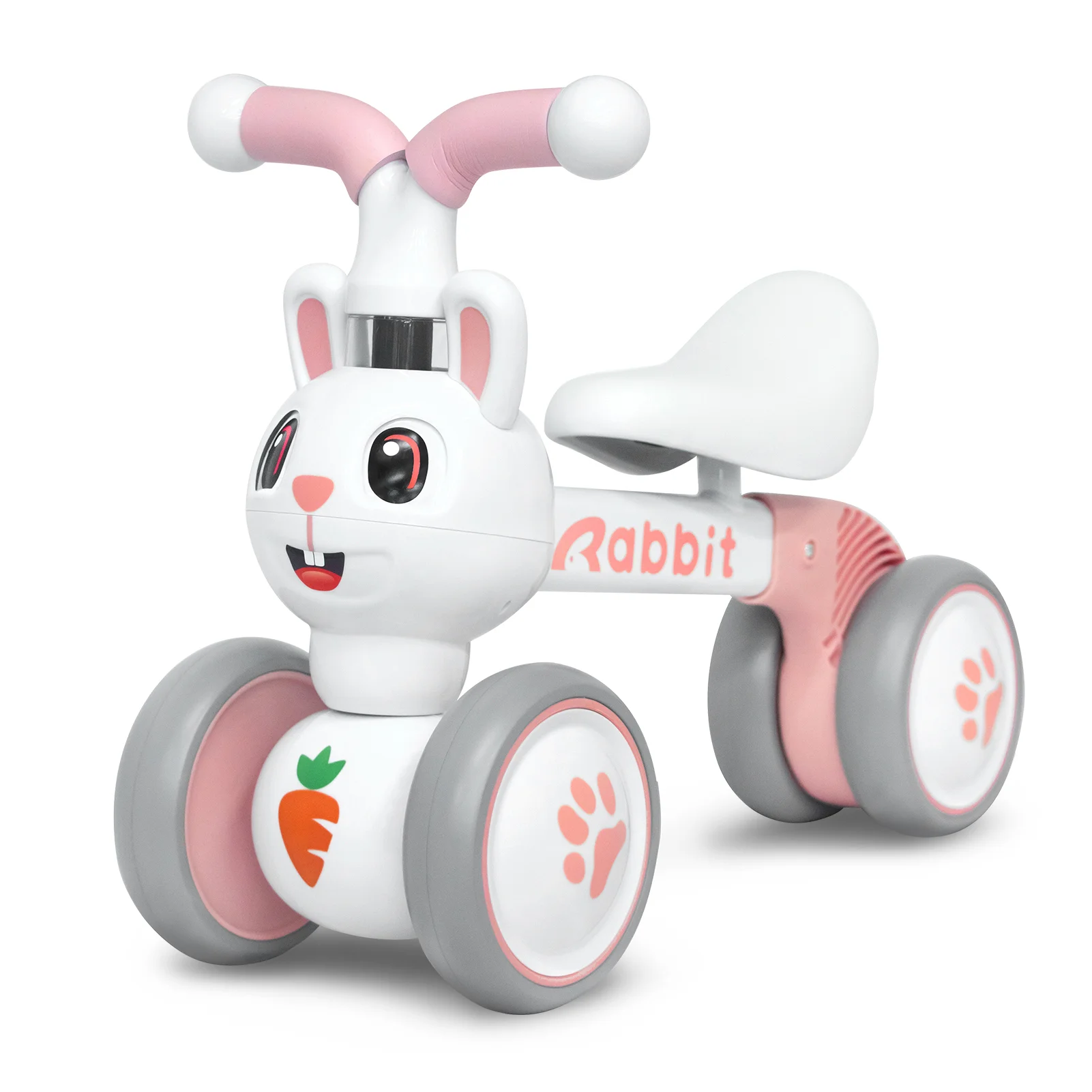 Baby Balance Bike Toys for 1 Year Old Girls, First Birthday Gifts for 10-36 Months Toddlers Bike, Non-Pedal 4 Silent Wheels Riding Toys, Kids Pre-School First Bike Rabbit