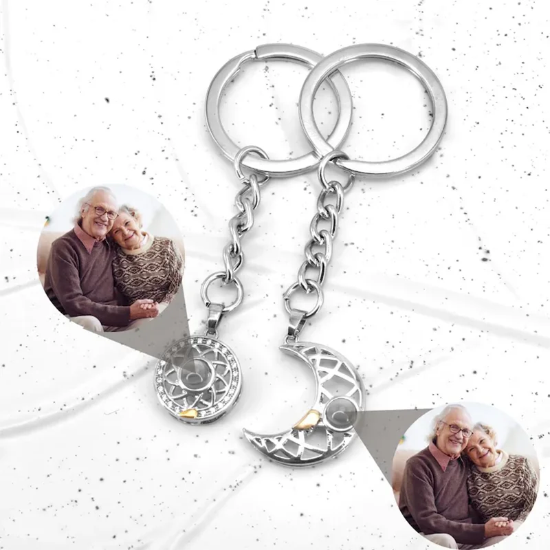 

DHQH Customized Photos Sun Moon Projection Keychain Personalized Pictures Sun Moon Projection Keychain Personalized Jewelry Gift