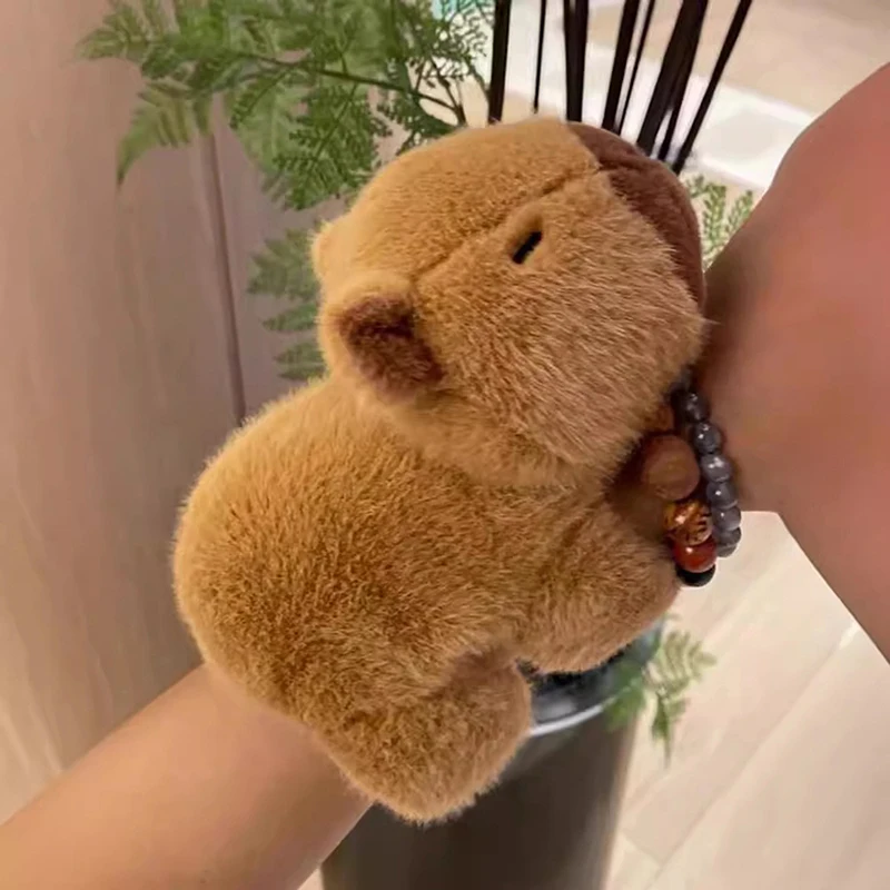 1PC Kid Toys Birthday Present Kawaii Capybara Animal Slap Snap Wrap Wristband Bracelet Capybara Plush Hand Ring Wristband