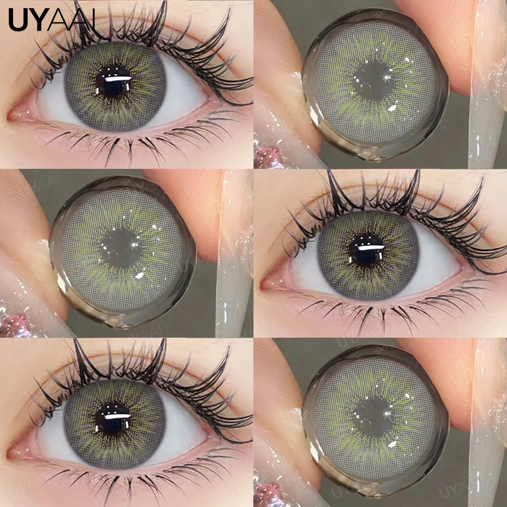 UYAAI-Lentilles de Contact Colorées pour Pupilles, Bleu, Vert, Marron, Naturel, Gris, Grands Yeux, Haute Qualité