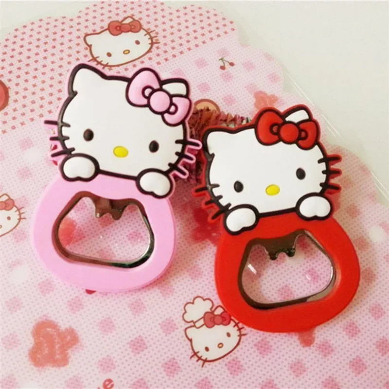 Sanrio Hello Kitty Cute Cartoon Silicone Wine Opener Pink Girly Heart Beer Bottle Opener Mymelody Fridge Magnet