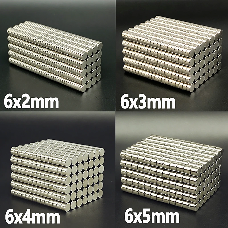 6x2 6x3 6x4 6x5mm Magnet N35 NdfeB Permanent Magnetic Imanes 6mm Accessory 50-500pcs Round Shape Neodymium Magnet Office Craft