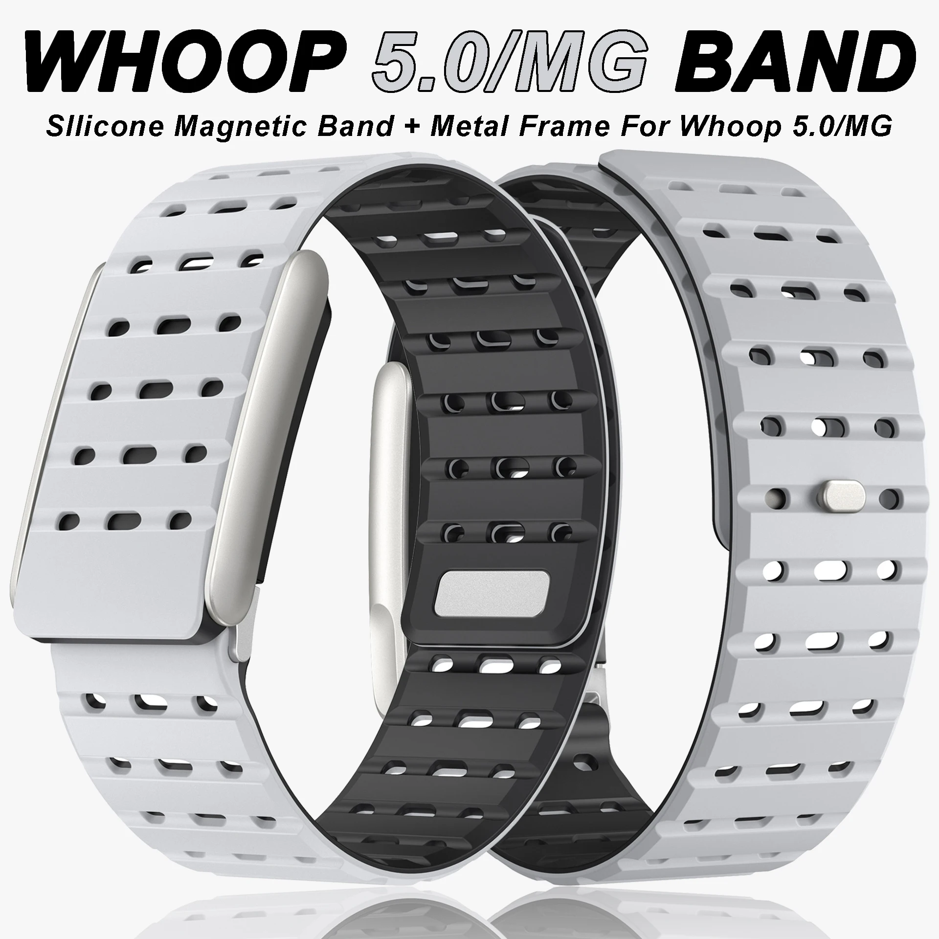 

Band+Frame Compatible with Whoop 5.0/MG Breathable Soft Silicone Adjustable Bracelet for Whoop 5.0/MG Silicone Band Accessories