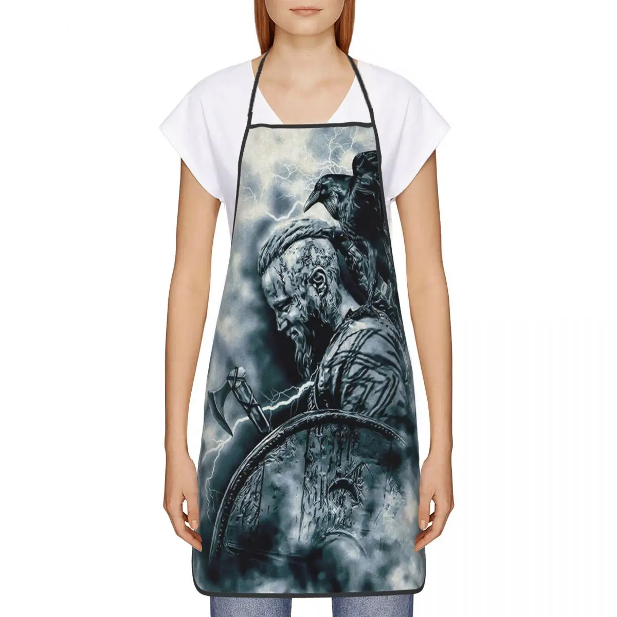 Unisex Ragnar Lothbrok Vikings Apron Kitchen Chef Cooking Baking Bib Women Men Viking King Tablier Cuisine for Painting