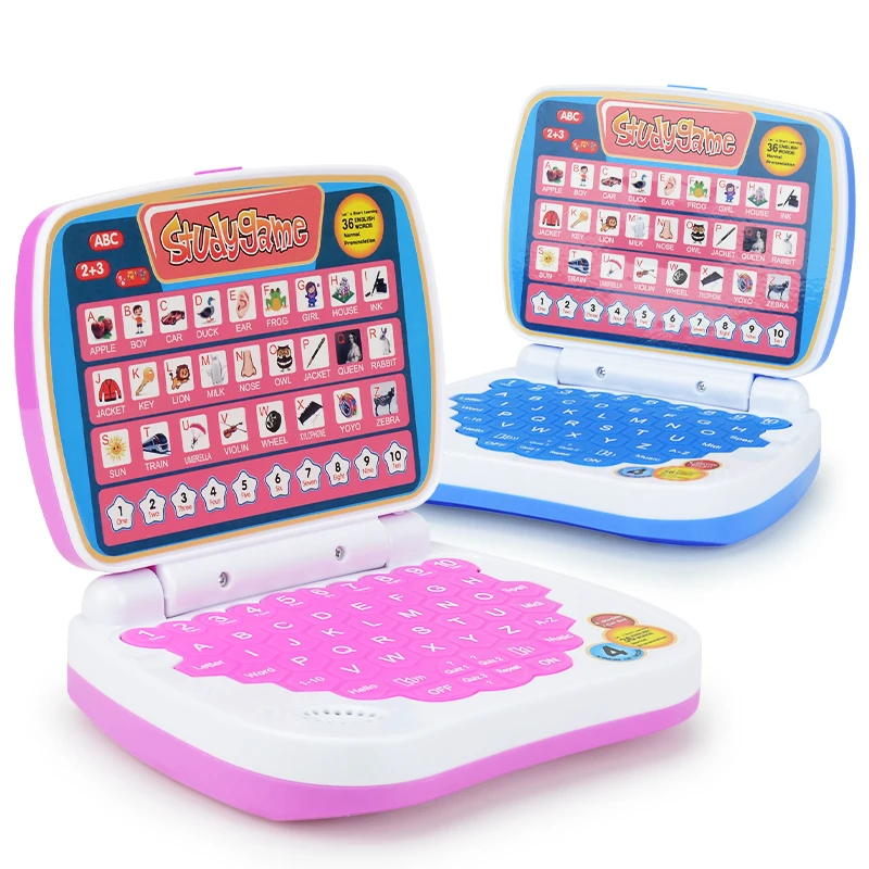 Petit ordinateur portable d'apprentissage de l'anglais, jouet pour enfants Ordinateur pour Aphabet ABC pour Garçons et Bol, Nombres, Orthographe, Maths, Musique