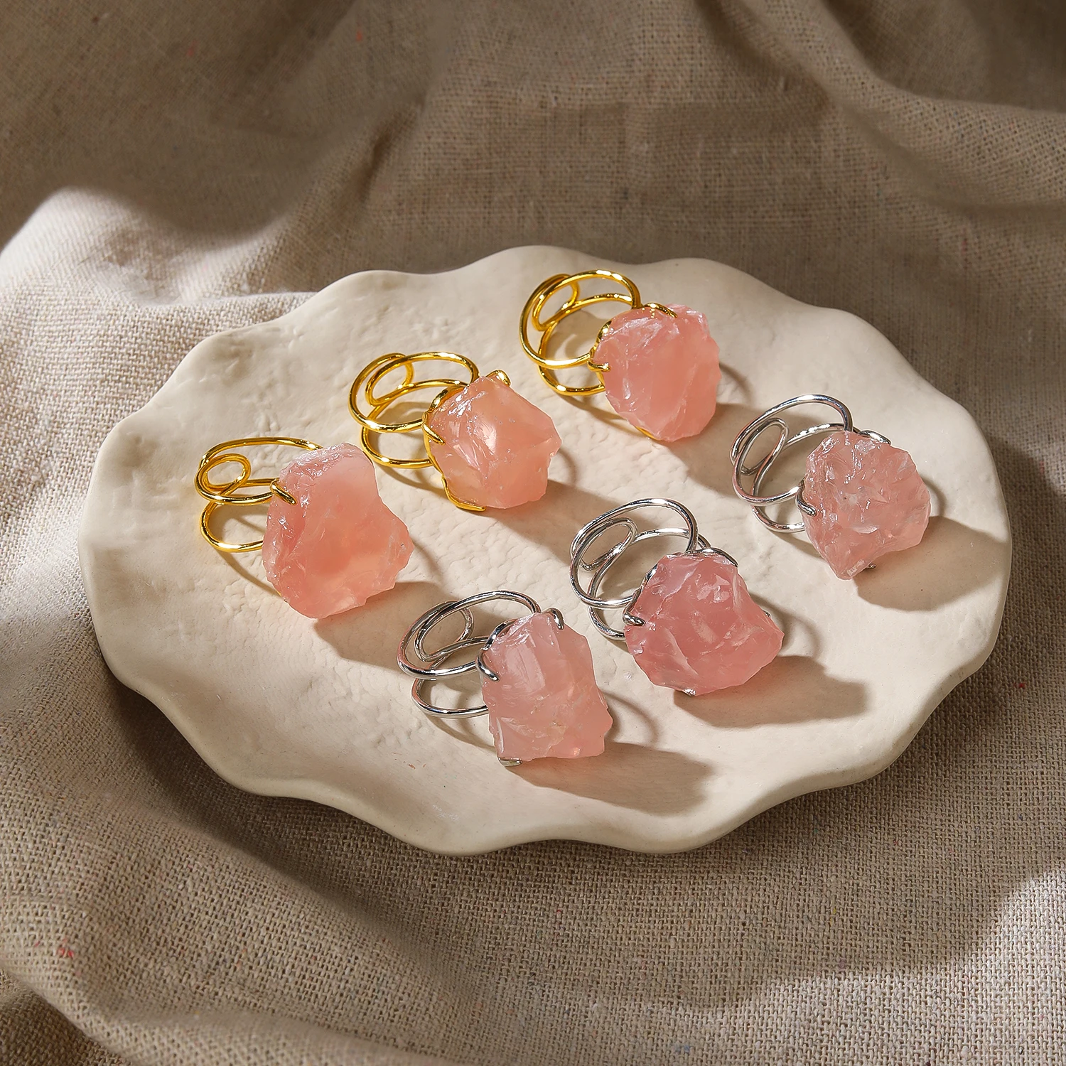 Natürlicher Azurit-Malachit-Geode-Fingerring, verstellbar, vergoldet, versilbert, Ring im Bohemian-Stil, Unisex-Accessoire – Detail 9