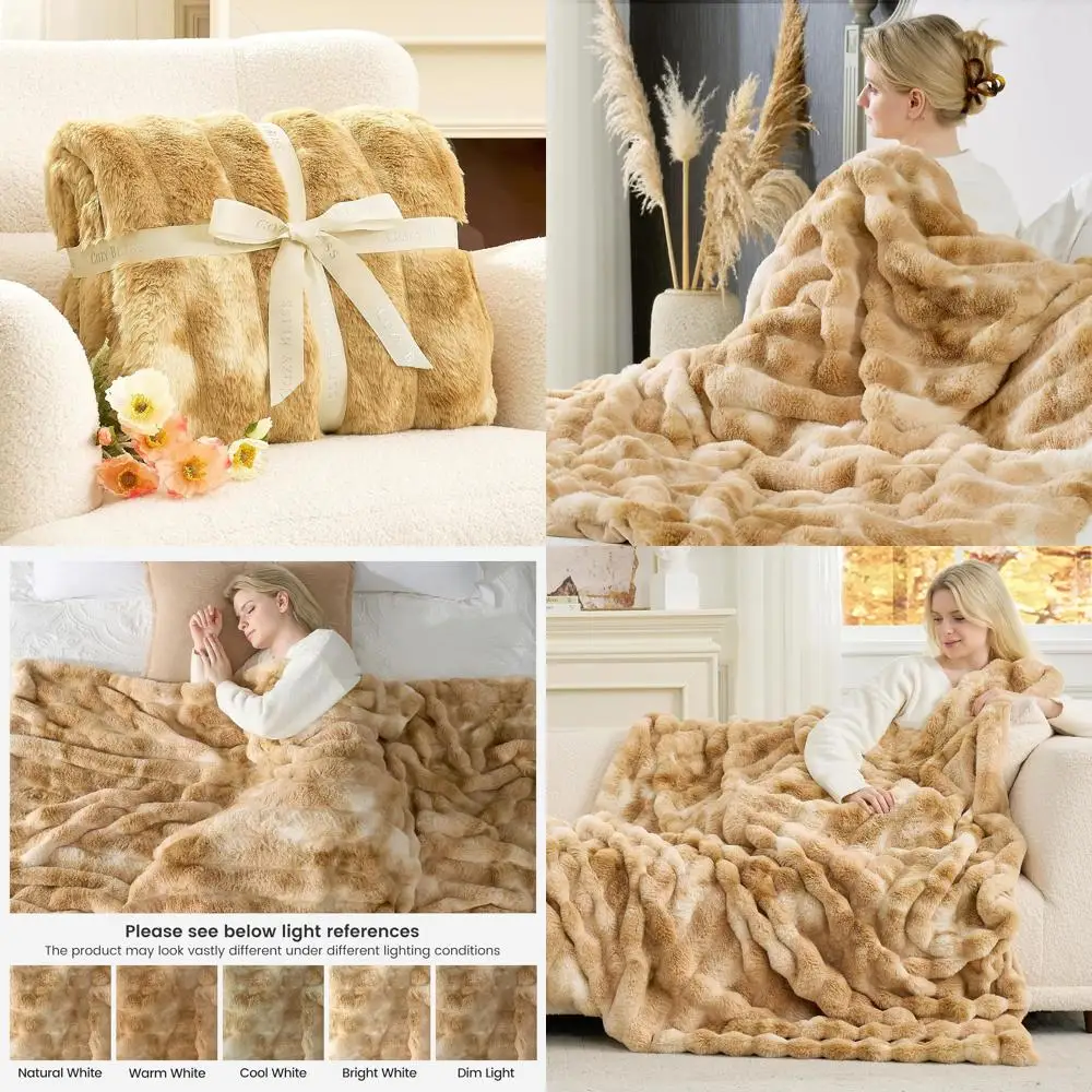 

Уютное плюшевое полосатое одеяло из искусственного меха, 60x80 дюймов, цвет хаки тай-дай для дивана, спальни, гостиной