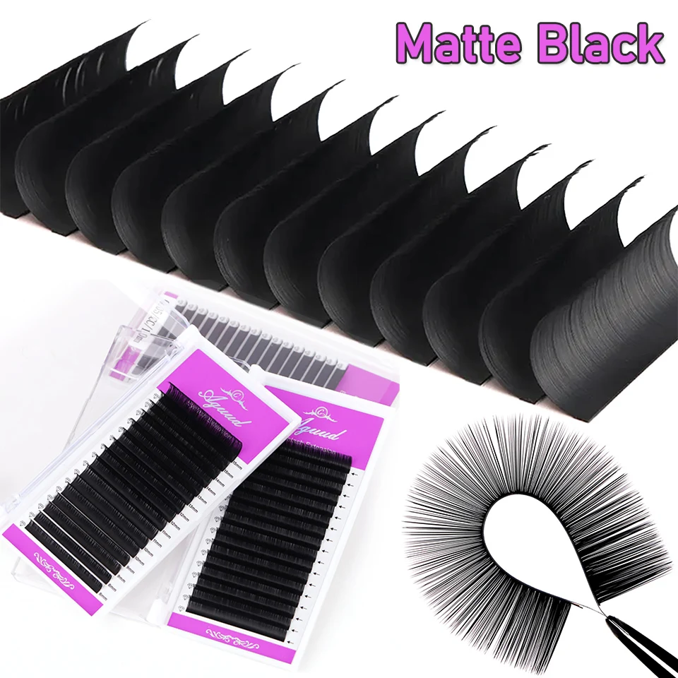 AGUUD Ultra Matte Black Lashes Cashmere Individual Eyelashes Extensions Premium Fluffy Cilia All Size Russian Volume Cilios Soft