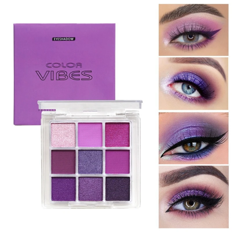 Paleta de sombras de ojos de 9 colores, paleta de sombras de ojos de tonos fríos y oscuros, paleta de sombras de ojos con brillo mate, paleta de sombras de ojos ahumadas