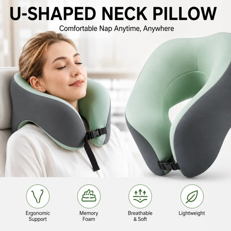 Wholesale Breathable U-Shaped Memory Foam Neck Pillow Slow Rebound Travel Pillow for Long Distance Flights & Nap