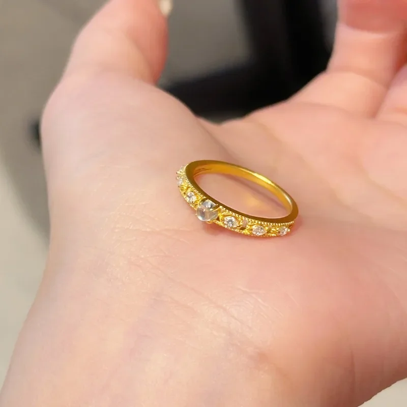 Xiaohongshu شعبية الذهب جوفاء سطح البيض حلقة الإناث المتخصصة شخصية الموضة مزاجه ضوء الفاخرة مطعمة الزركون الدائري #3