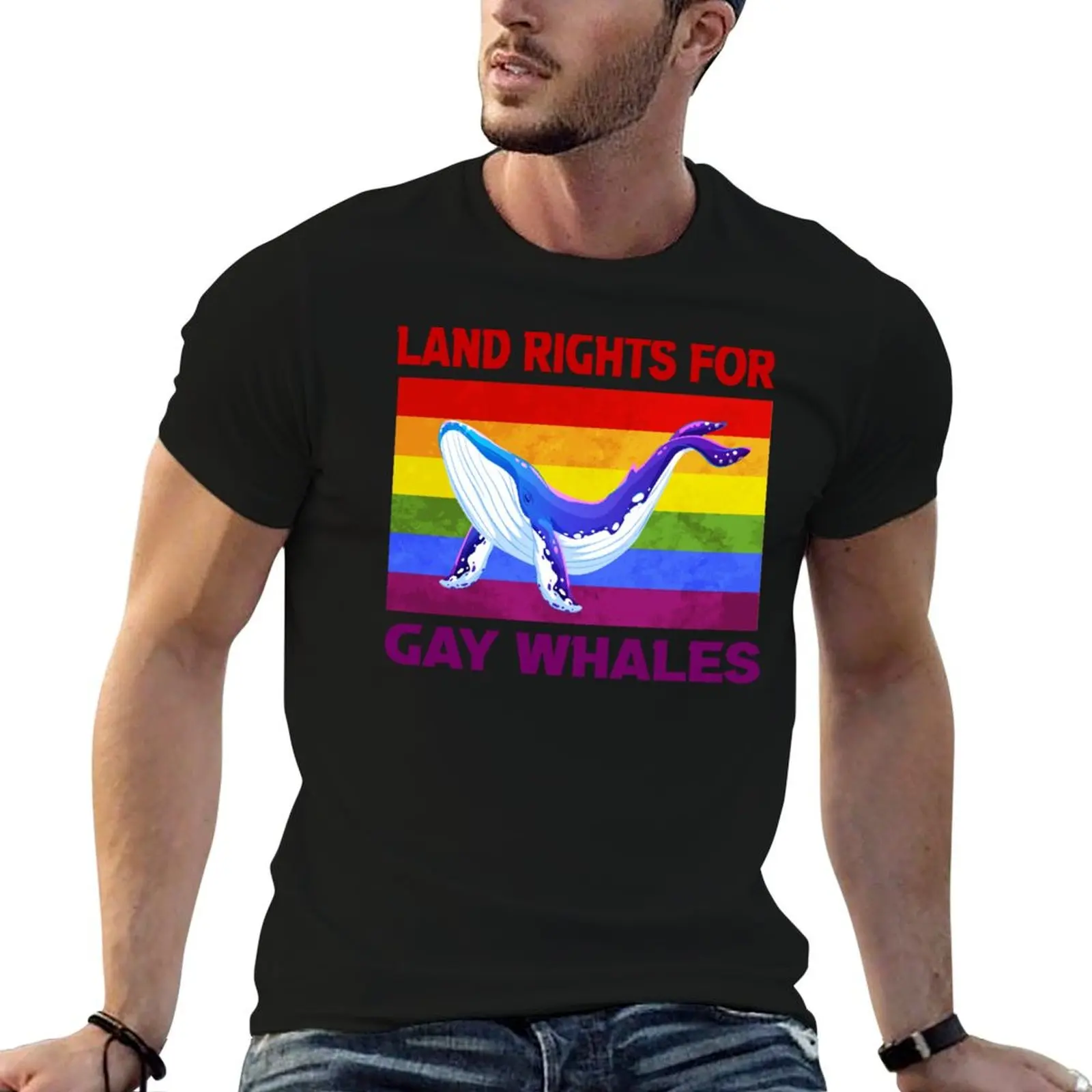 

Футболка Land Rights For Gay Whales, персонализированные футболки для мужчин, футболки с рисунком, мужская футболка, хлопковая футболка высокого качества