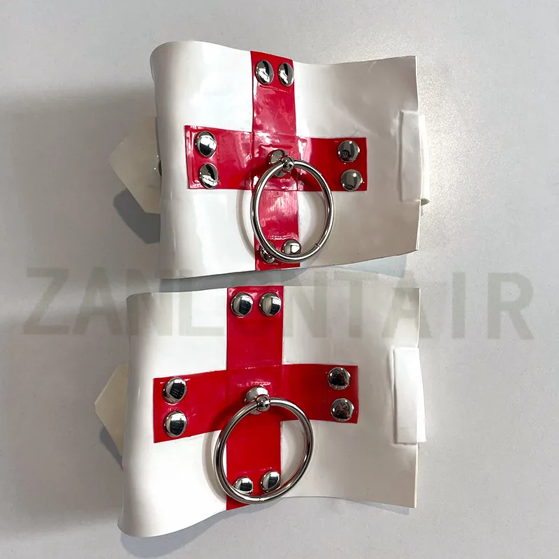 

Индивидуальное экзотическое сексуальное женское белье унисекс, женские белые латексные регулируемые перчатки ручной работы на запястье, браслет с поперечным кольцом