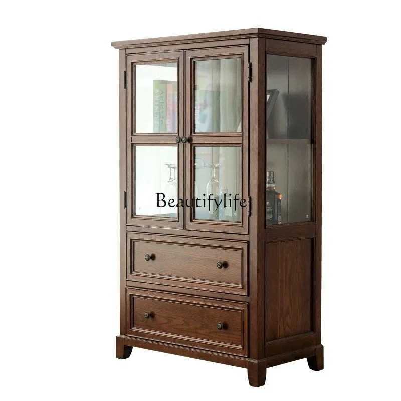 

FG10Solid Wood Wine Cabinet Storage Living Room Side Cabinet American Ash Wood