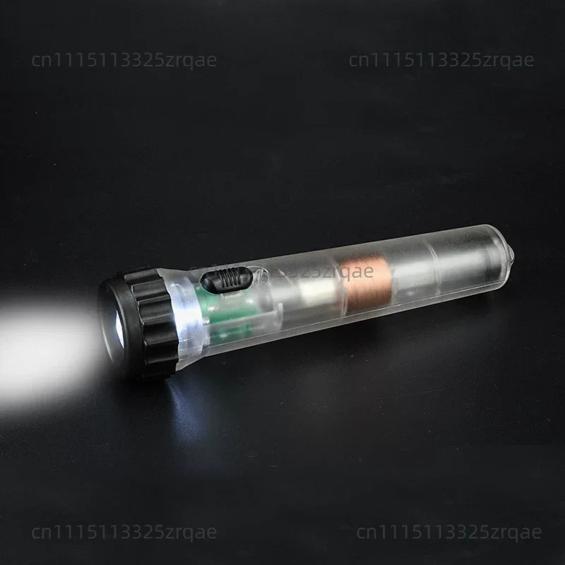 Hand Crank Shake Flashlight Self Charging with Magnet No Battery Emergency Transparent