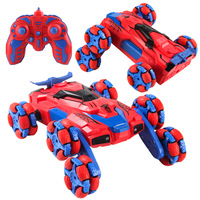 Spider 2.4G Wireless Remote Control Car Children Stunt Climbing Spray Light Deformation Racing USB Charge Car Toy For Kids Gifts